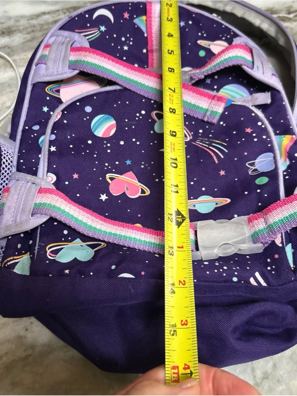 Pottery Barn Mackenzie Rainbow Heart Galaxy Glow-in-the-Dark L Girls backpack. O